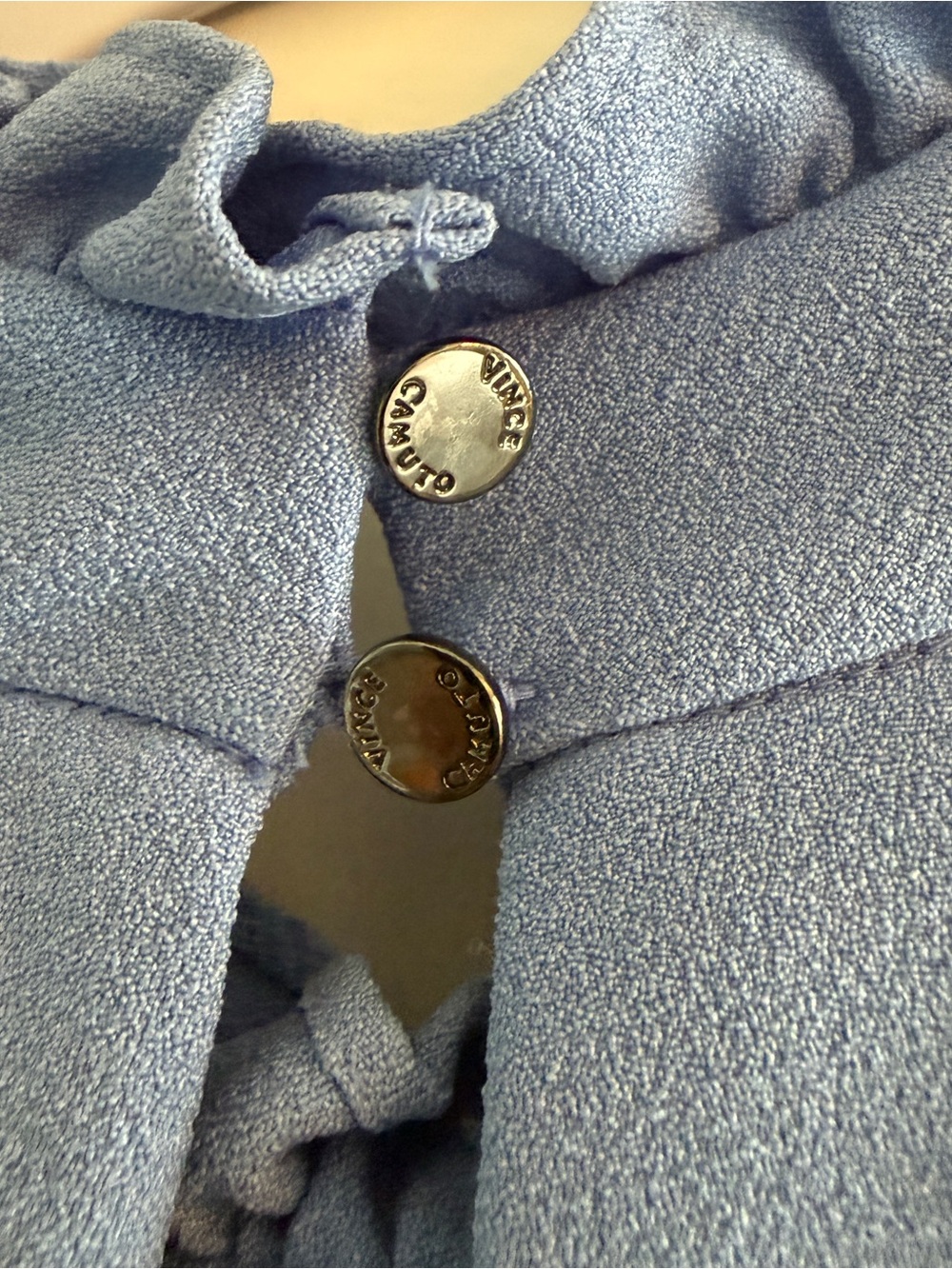 Vince Camuto Sky Blue Ruffle Mock Neck Mini Dress - Picture 3 of 8